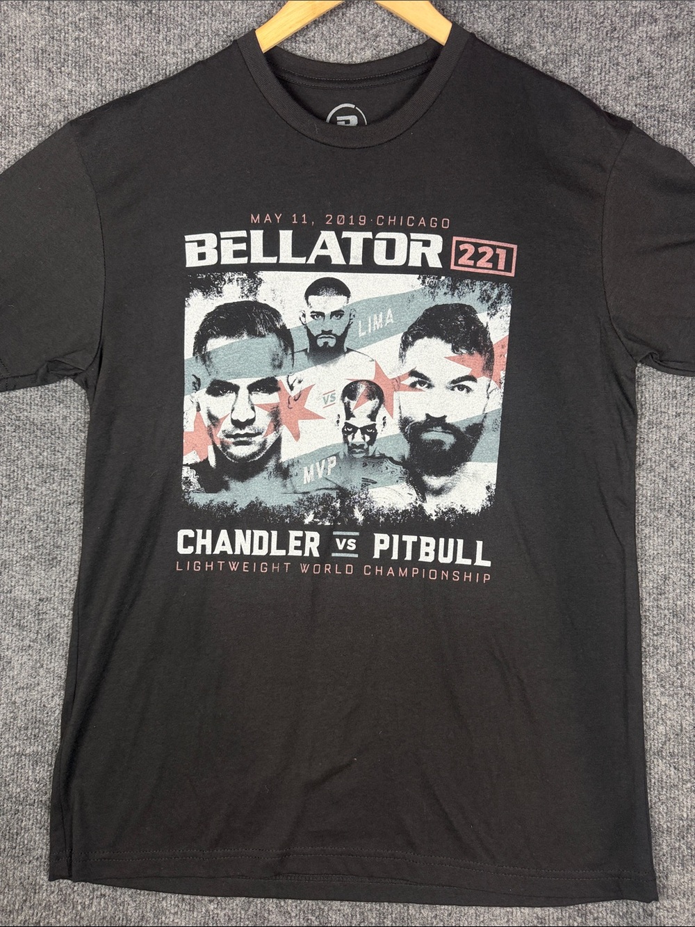 Bellator 221 Men's Medium Chandler vs Pitbull MMA Fight Graphic T Shirt Black